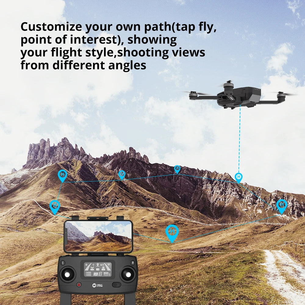 طائرة بدون طيار Holy Stone HS720E مطورة بدقة 4K HD ونظام تحديد المواقع 5G FPV وواي فاي FOV 120 درجة كاميرا بدون فرش كوادكوبتر 26 دقيقة وقت الطيران كاميرا احترافية بدون طيار 17 Holy Stone HS720E Upgraded 4K HD Drone, Customize your own path(tap fly, point of interest), showing your flight style,sho
