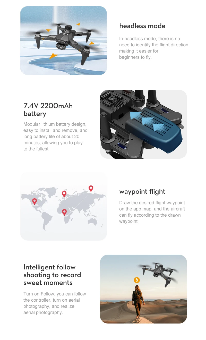 K80 Max Drone - طائرة بدون طيار بكاميرا عالية الدقة 8K بدون فرش بمحرك GPS 5G WIFI 360 لتجنب العوائق، طائرة رباعية قابلة للطي K80 PRO MAX RC Dron Toys كاميرا احترافية بدون طيار 48 K80 Max Drone, headless mode makes it easier for beginners to fly . 7.4V 220OmAh