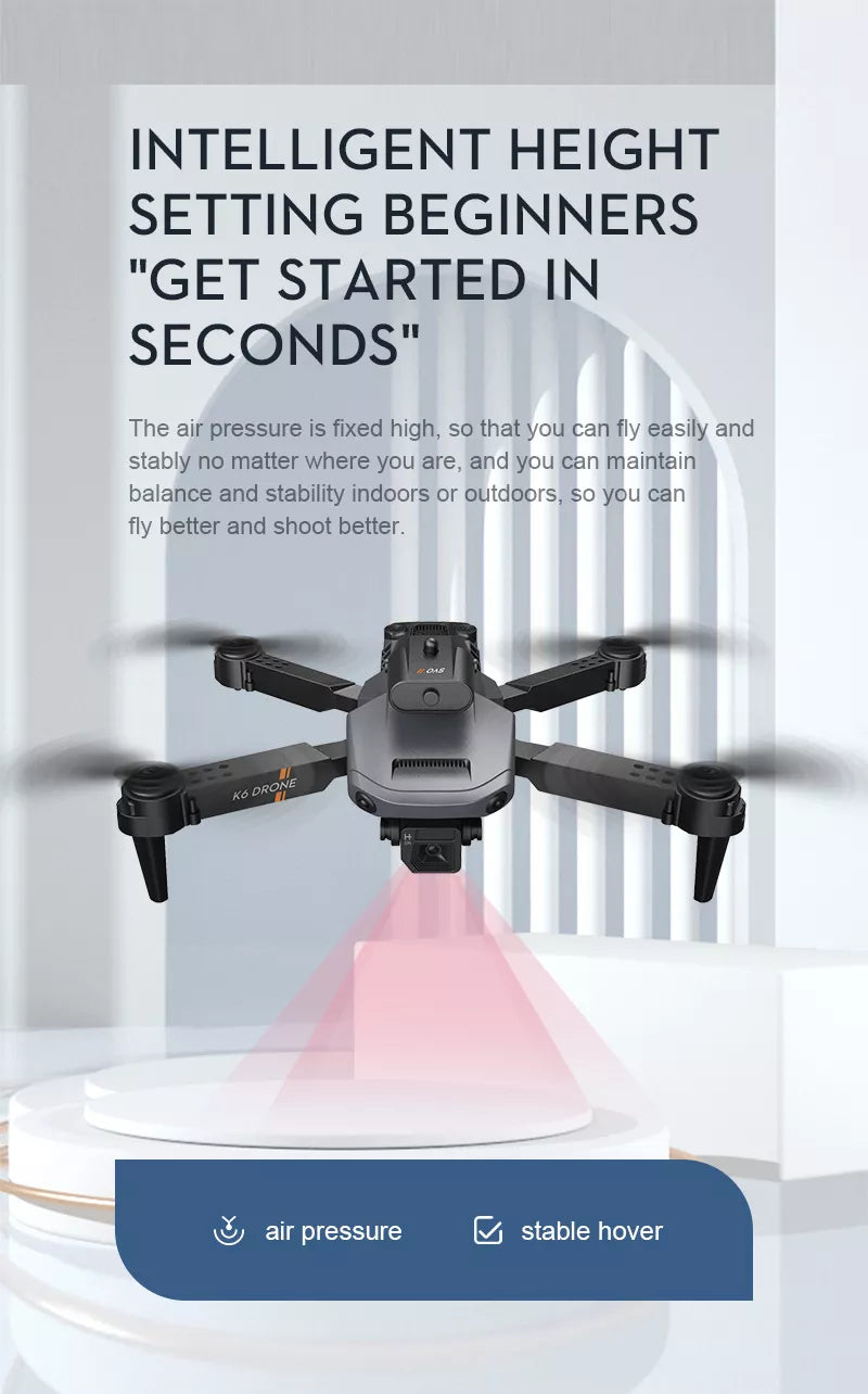 K6 Drone With Camera 4K HD Four Side 360 Obstacle Avoidance UAV Quadcopter Mini Drone 12 K6 Drone, intelligent height setting beginners "get started in seconds" air pressure is fixed