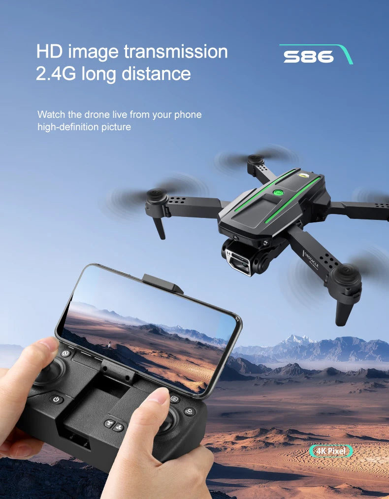 S86 - RC Drones Foldable Long Range Flying Distance HD 4K Video Dual Camera Drone Toys 8 S86 - RC Drone, hd image transmission 586 2.4g long distance watch the