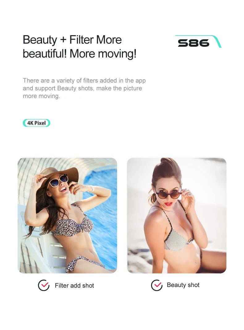 S86 - RC Drones Foldable Long Range Flying Distance HD 4K Video Dual Camera Drone Toys 13 S86 - RC Drone, beauty filter more 586 beautifull more movingl there are a