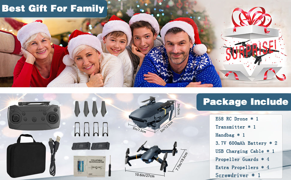 MOCVOO F62 Drones - with Camera for Adults Kids, Foldable RC Quadcopter, Helicopter Toys, 1080P FPV Video Drone for Beginners, 2 Batteries, Carrying Case, One Key Start, Altitude Hold,Headless Mode,3D Flips 13 MOCVOO F62 Drone, best gift for family package include 1 e58 rc drone