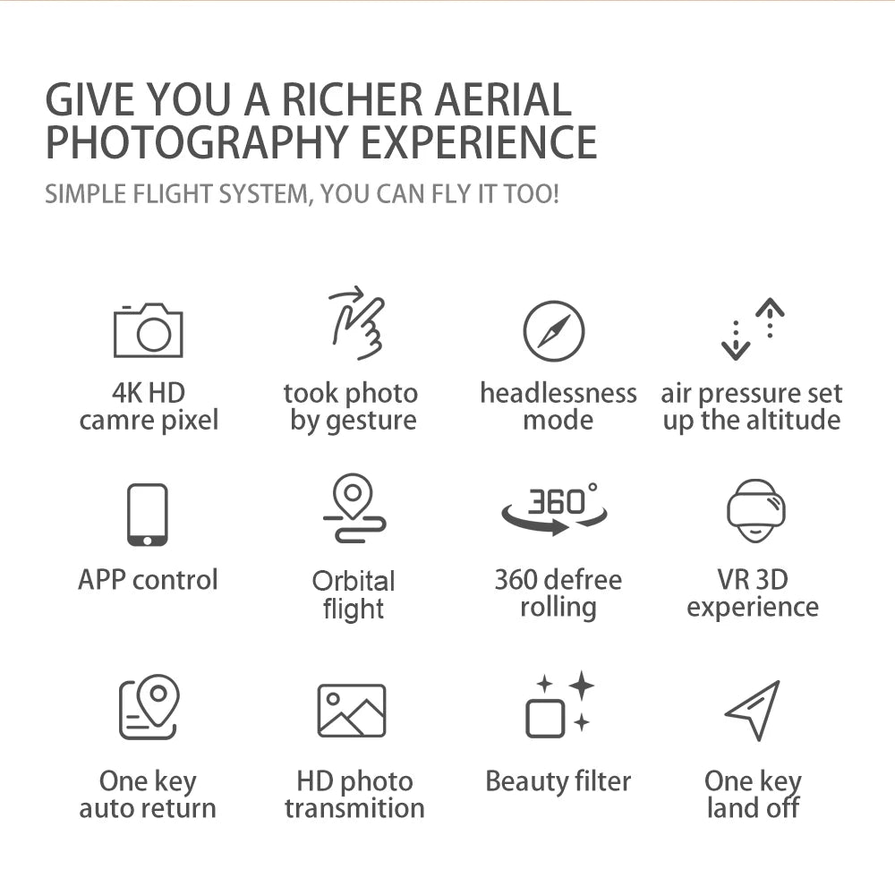 XKJ Mini Drone 4K 1080P 480P Camera RC Foldable Quadcopter WiFi Fpv Air Pressure Altitude Hold Black And Gray Dron Toy For Kids 32 XKJ Mini Drone, app control orbital 360 defree vr 3d flight rolling