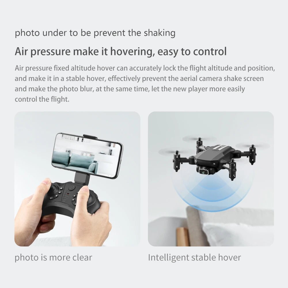 XKJ Mini Drone 4K 1080P 480P Camera RC Foldable Quadcopter WiFi Fpv Air Pressure Altitude Hold Black And Gray Dron Toy For Kids 45 XKJ Mini Drone, photo under to be prevent the shaking air pressure make it hovering
