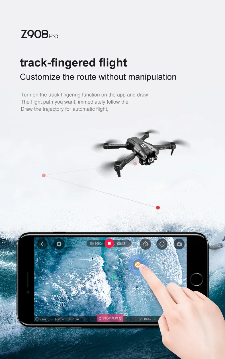 QJ New MINI4 Drone - Dual Camera 2.4GHz WIFI FPV Obstacle Avoidance Fixed Height Four Axis Folding Remote Control Helicopter Toy 36 QJ New MINI4 Drone, z908pro track-fingered flight customize the route
