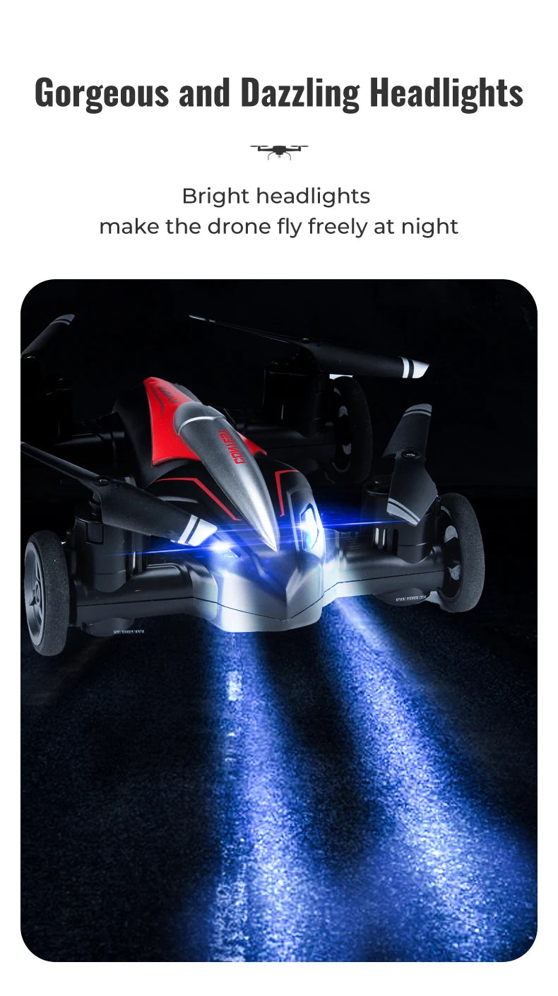 JJRC H103 Airplane - Land-Air Remote Control Airplane RC Car 4 Axis Headless Mini RC Quadcopter Drone Toy Altitude Hold 360 Degree Flip 14 stunning and dazzling headlights make the drone fly freely at night
