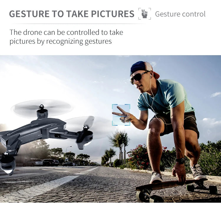 Visuo XS816 RC Drone - 50 Times Zoom 4K Dual Camera WiFi FPV Optical Flow Quadcopter Foldable Dron 29 drone can be controlled to take pictures by recognizing gestures .