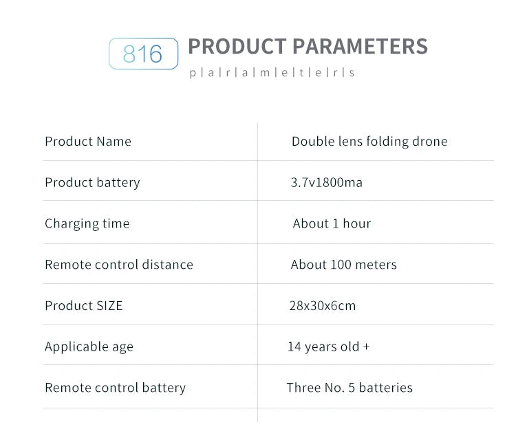 Visuo XS816 RC Drone - 50 Times Zoom 4K Dual Camera WiFi FPV Optical Flow Quadcopter Foldable Dron 40 Visuo XS816 RC Drone, double lens folding drone product battery 3.tvl800ma charging