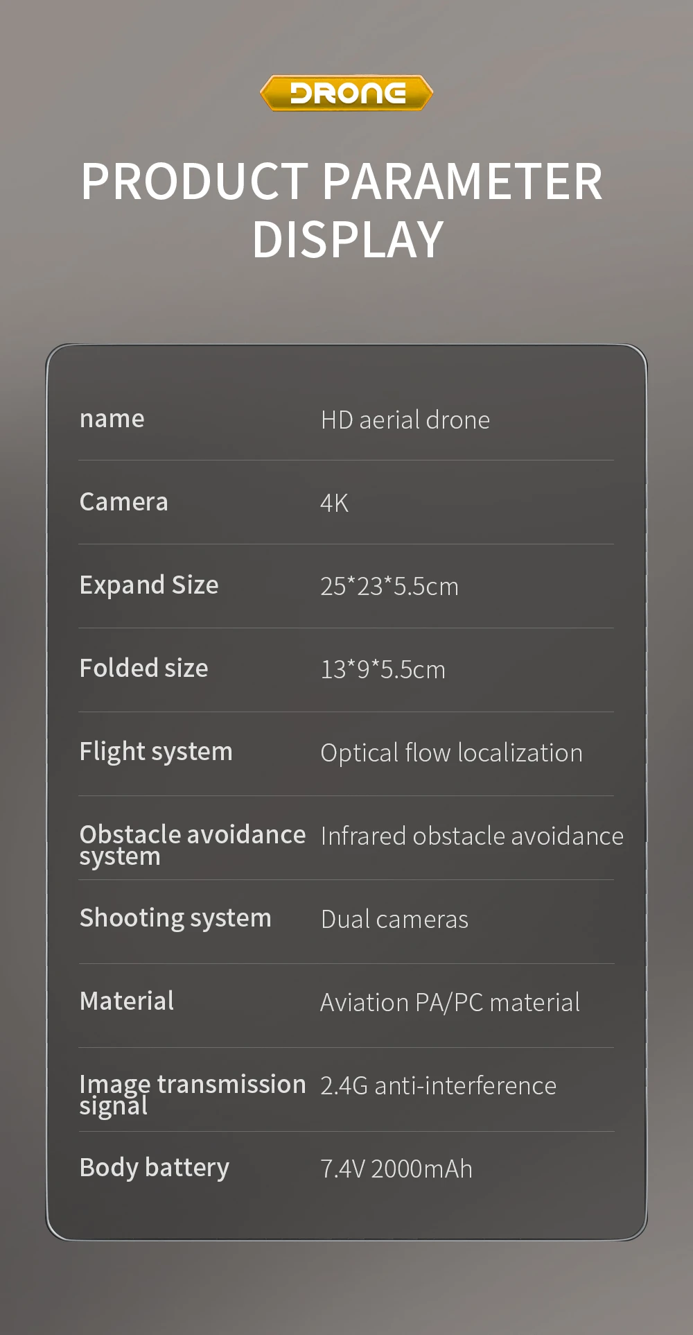 KF610 Drone, drone camera 4k expands size 25*23*5.5cm