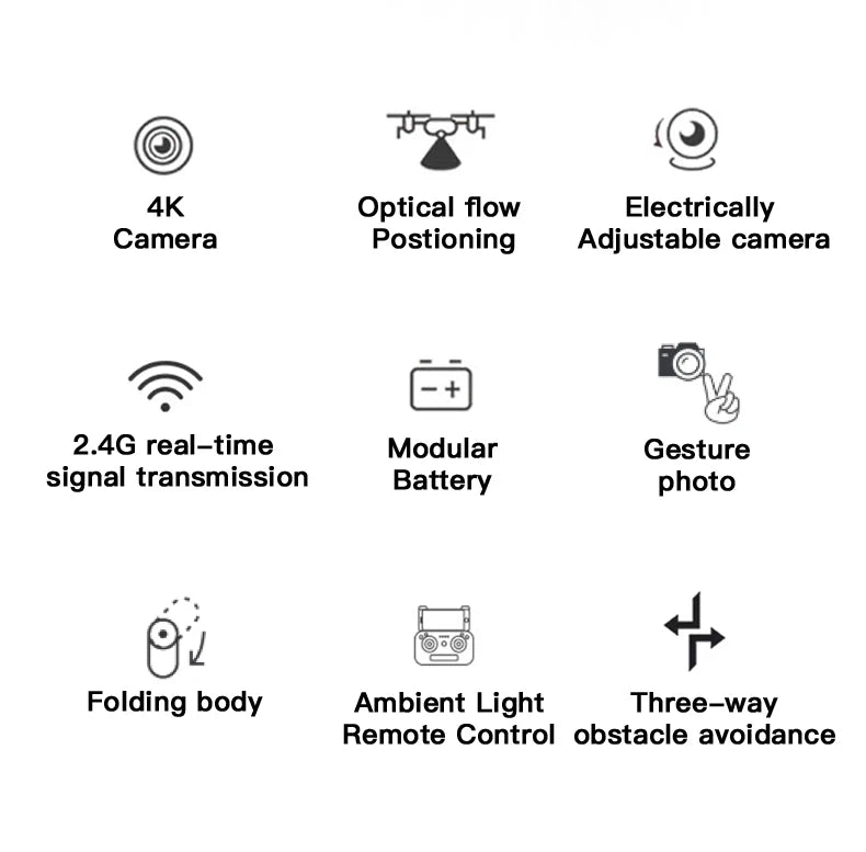 M6 Drone, 4k optical flow electrically camera postioning adjustable camera 