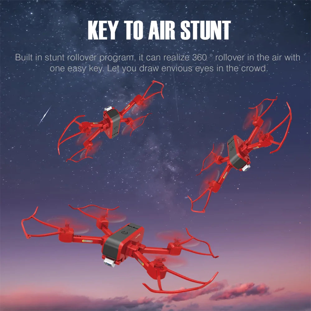 HJ96 Drone - HD 1080P 4K Dual Camera Switching Wifi FPV Drones Altitude Hold Quadcopter Toys For Beginner 37 HJ96 Drone, KEY TO AIR STUNT Built-in stunt rollover program can realize 360 roll