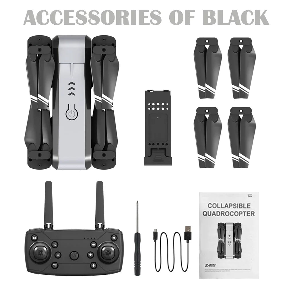 HJ96 Drone - HD 1080P 4K Dual Camera Switching Wifi FPV Drones Altitude Hold Quadcopter Toys For Beginner 43 HJ96 Drone, ACCESSORIES OF BLACK COLLAPSIBLE QUADROCOPTER
