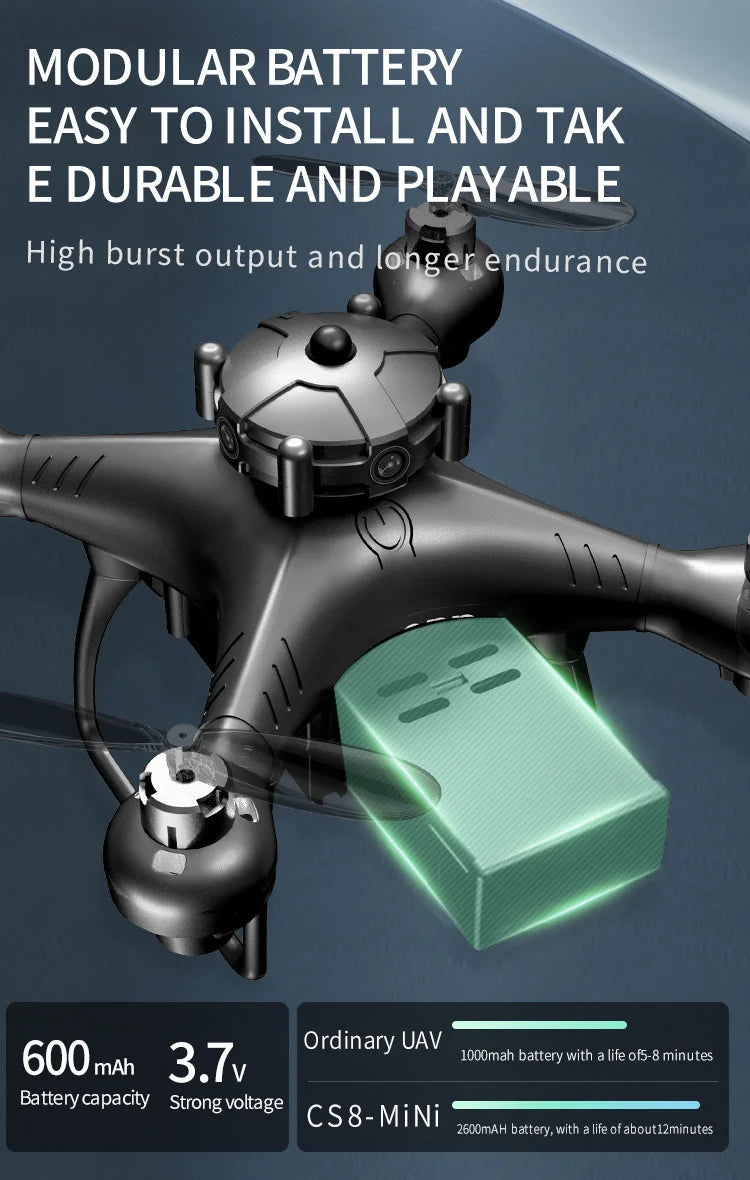 CS8 Drone - 4K Double Camera, CS8 Drone, modular battery easy to install and playable high burst output and