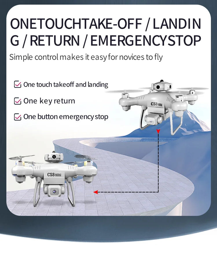 CS8 Drone - 4K Double Camera, CS8 Drone, one touch take-off and one return cs8 8;