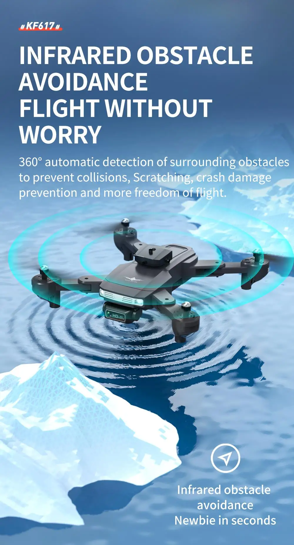 KF617 Drone - 4K Profesional 2.4G WiFi HD Dual Camera With Obstacle Avoidance Foldable Quadcopter RC Helicopter Toys 26 KF617 Drone, infrared obstacle avoidance newbie in seconds hd