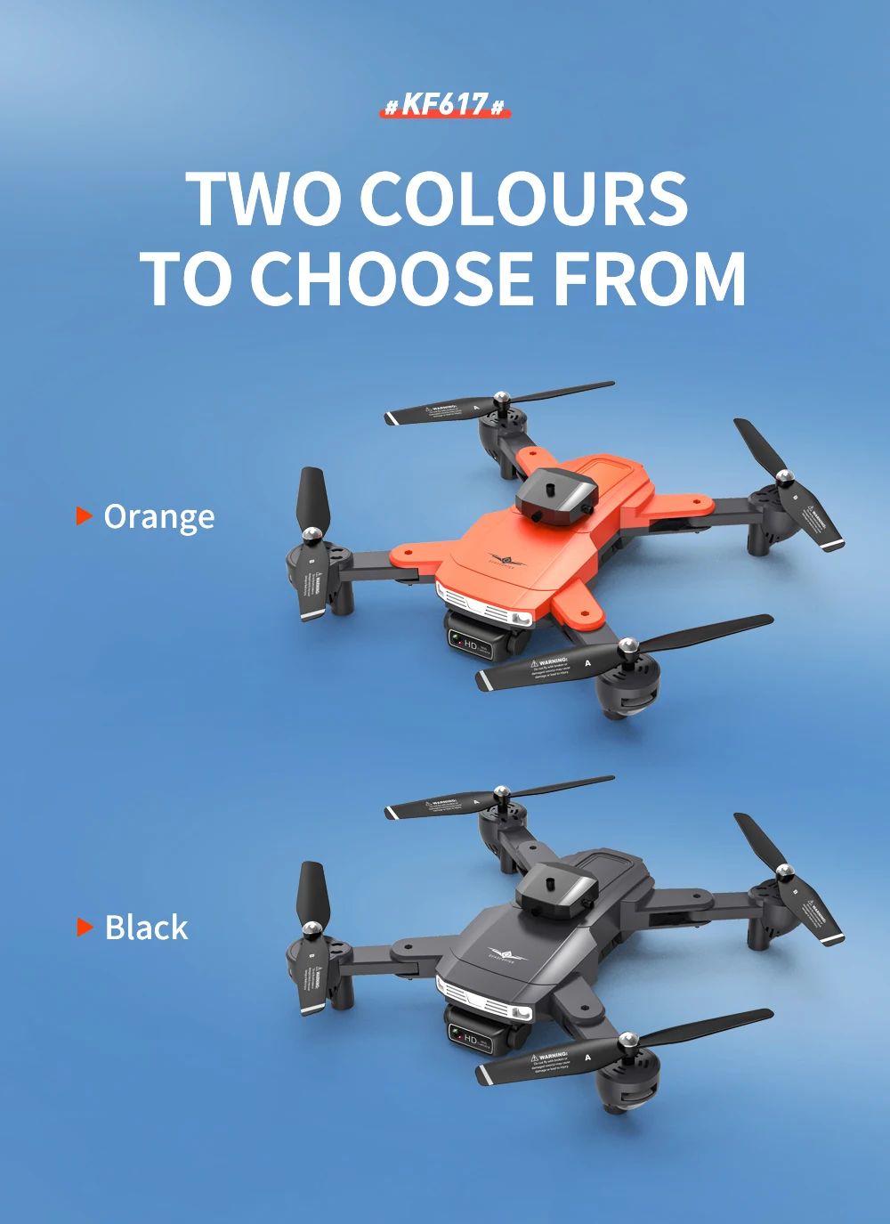KF617 Drone - 4K Profesional 2.4G WiFi HD Dual Camera With Obstacle Avoidance Foldable Quadcopter RC Helicopter Toys 37 KF617 Drone, #kf617 # two colours to choose from orange