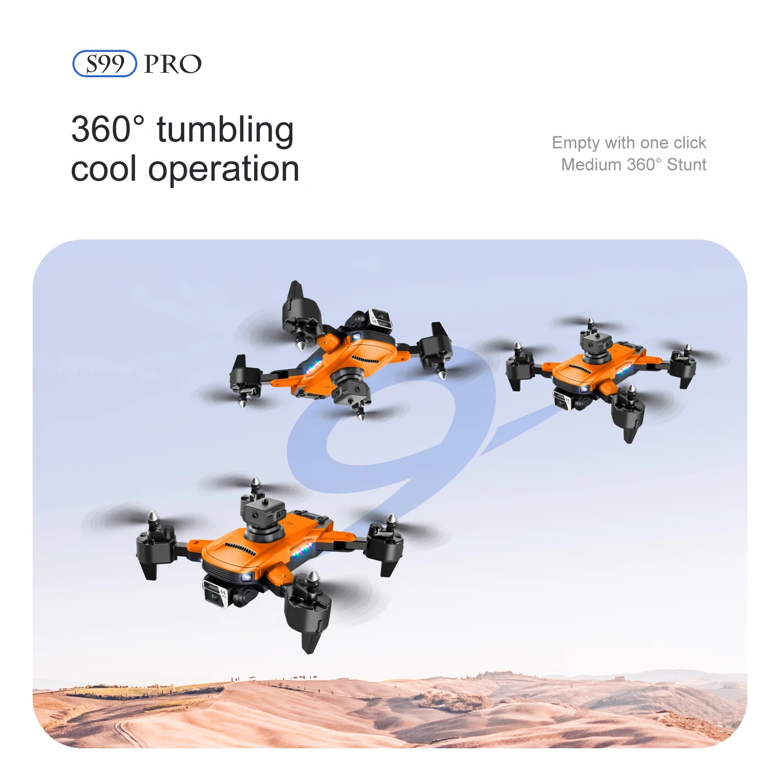 S99 Drone - Dual 4K HD WIFI FPV 2.4GHz Four-Sided Obstacle Avoidance With Light Four-Axis Folding Remote Control Helicopter Toy 36 S99 Drone, s99 pro 360' tumbling empty with one click cool