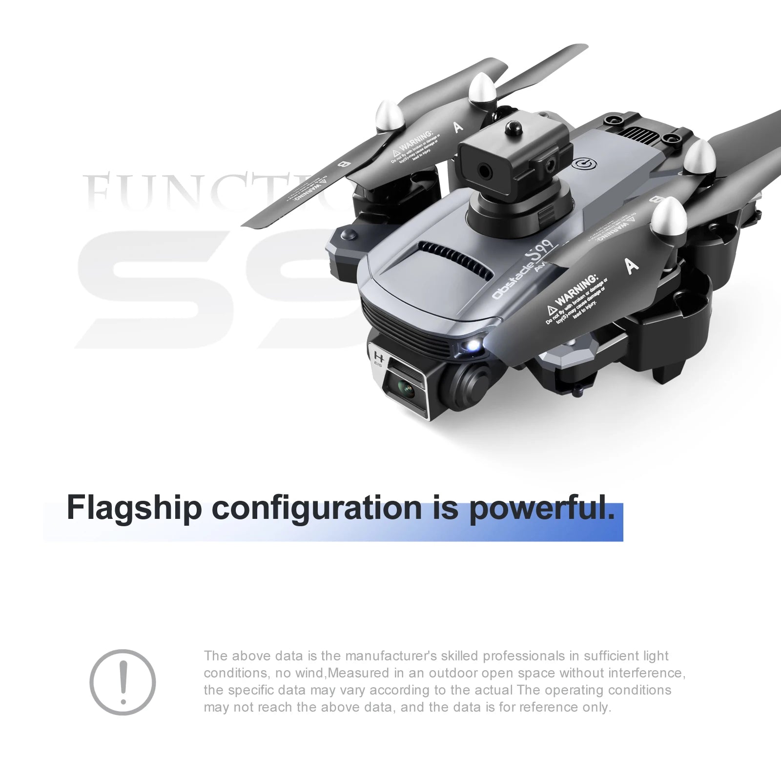 S99 Drone - Dual 4K HD WIFI FPV 2.4GHz Four-Sided Obstacle Avoidance With Light Four-Axis Folding Remote Control Helicopter Toy 39 S99 Drone, the above data is the manufacturers skilled professionals in sufficient light conditions; no wind, Measured in