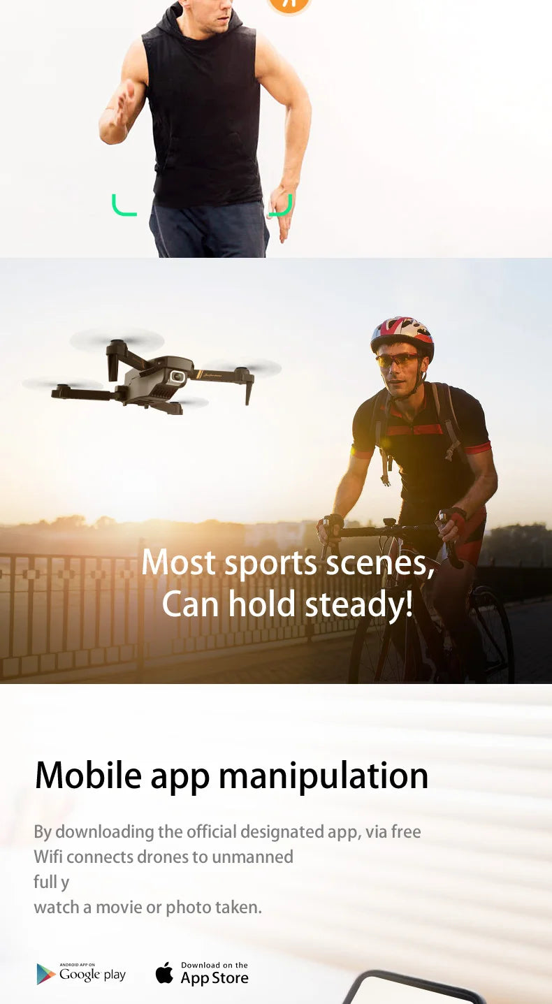 V4 Drone 4K Hd Groothoek Camera 1080P Wifi Fpv Drone Dual Camera Quadcopter 11 V4 Drone, most sports scenes, can hold steadyl mobile app manipulation by downloading the