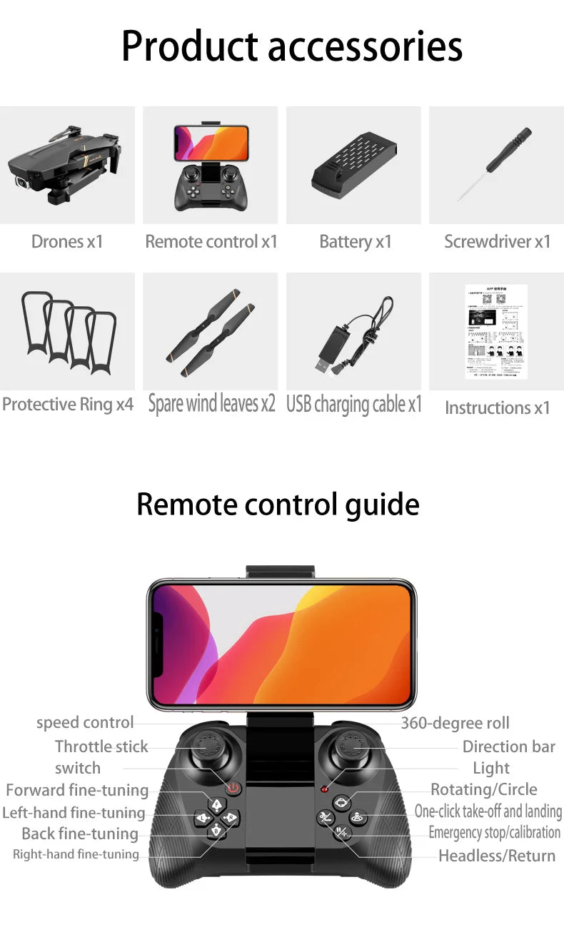 V4 Drone 4K Hd Groothoek Camera 1080P Wifi Fpv Drone Dual Camera Quadcopter 13 V4 Drone, xl remote control guide speed control 360-degree roll throttle stick