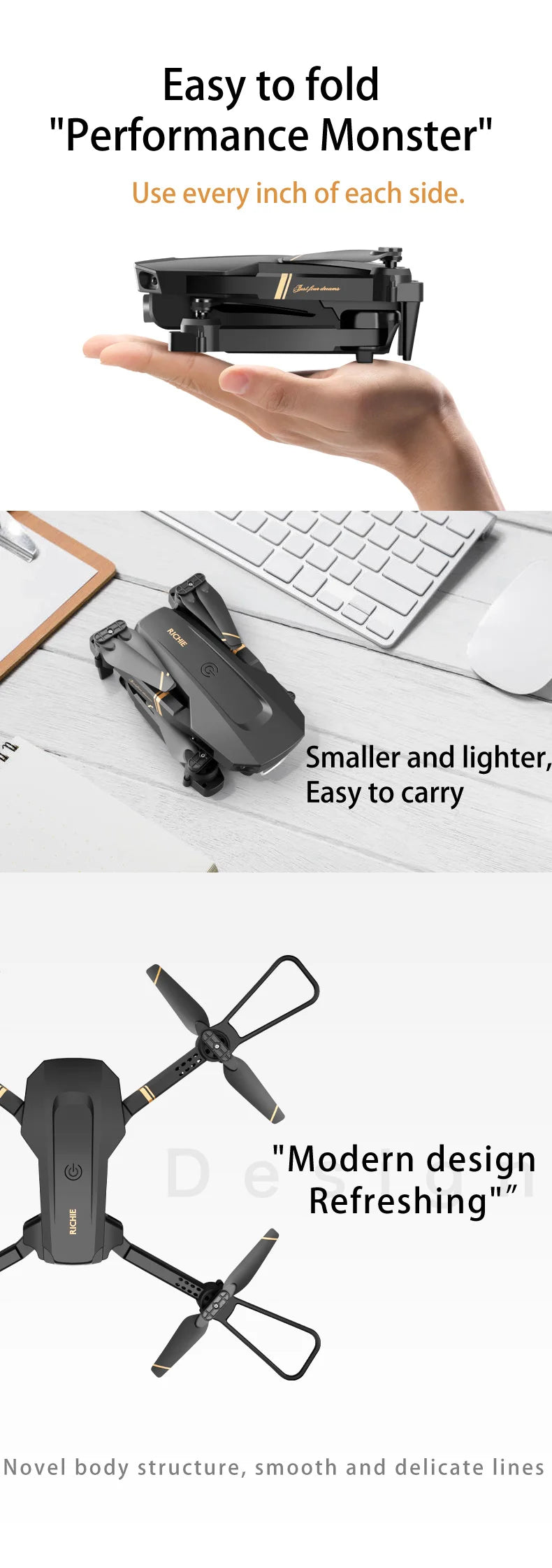 V4 Drone 4K Hd Groothoek Camera 1080P Wifi Fpv Drone Dual Camera Quadcopter 17 V4 Drone, easy to fold "performance monster" use every inch of each side: