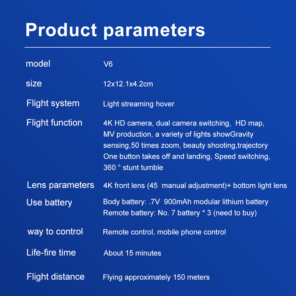 V6 Drone - Mini UAV Drone Aerial Photography 4K HD Dual Camera Remote Control Aircraft Optical Flow Positioning Quadcopter 28 undefined