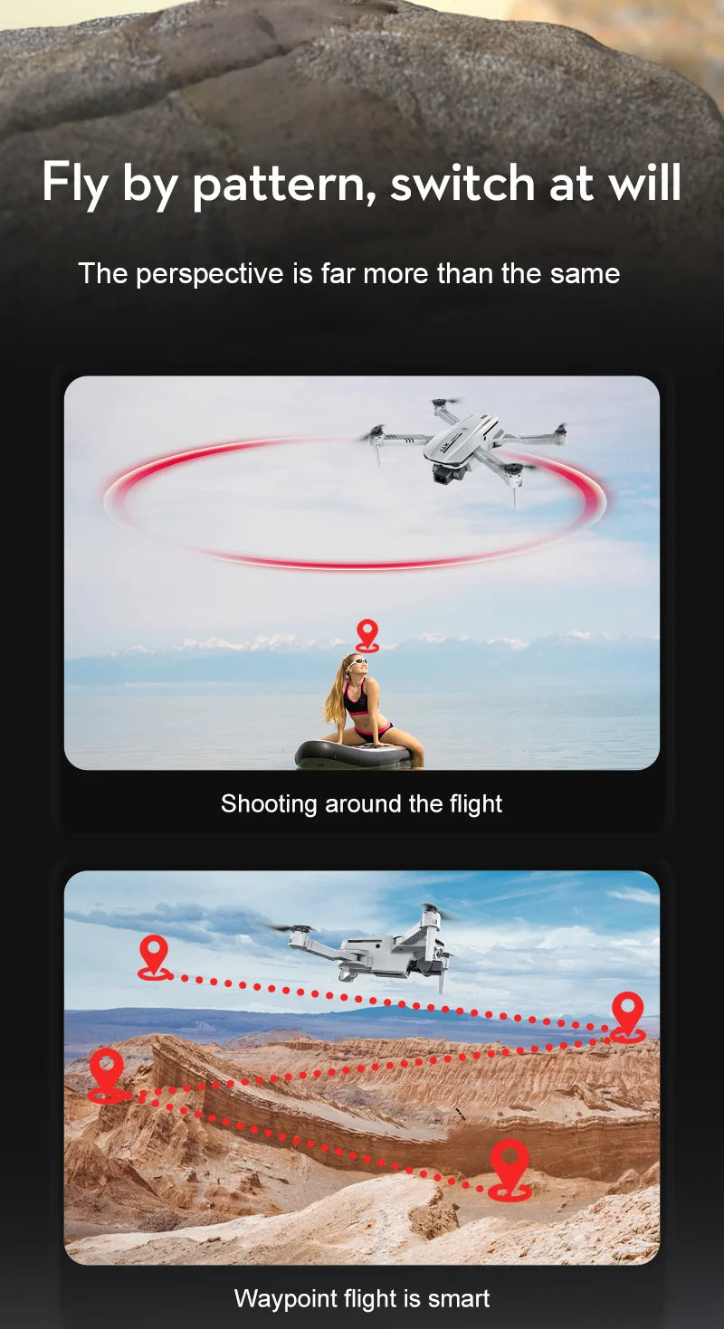 XT1 Drone - 2024 جديد 4K HD كاميرا FPV WIFI 3-way تجنب العوائق قابلة للطي كوادكوبتر RC هليكوبتر هدية للأطفال 20 XT1 Drone, fly by pattern, switch at will the perspective is far more than the