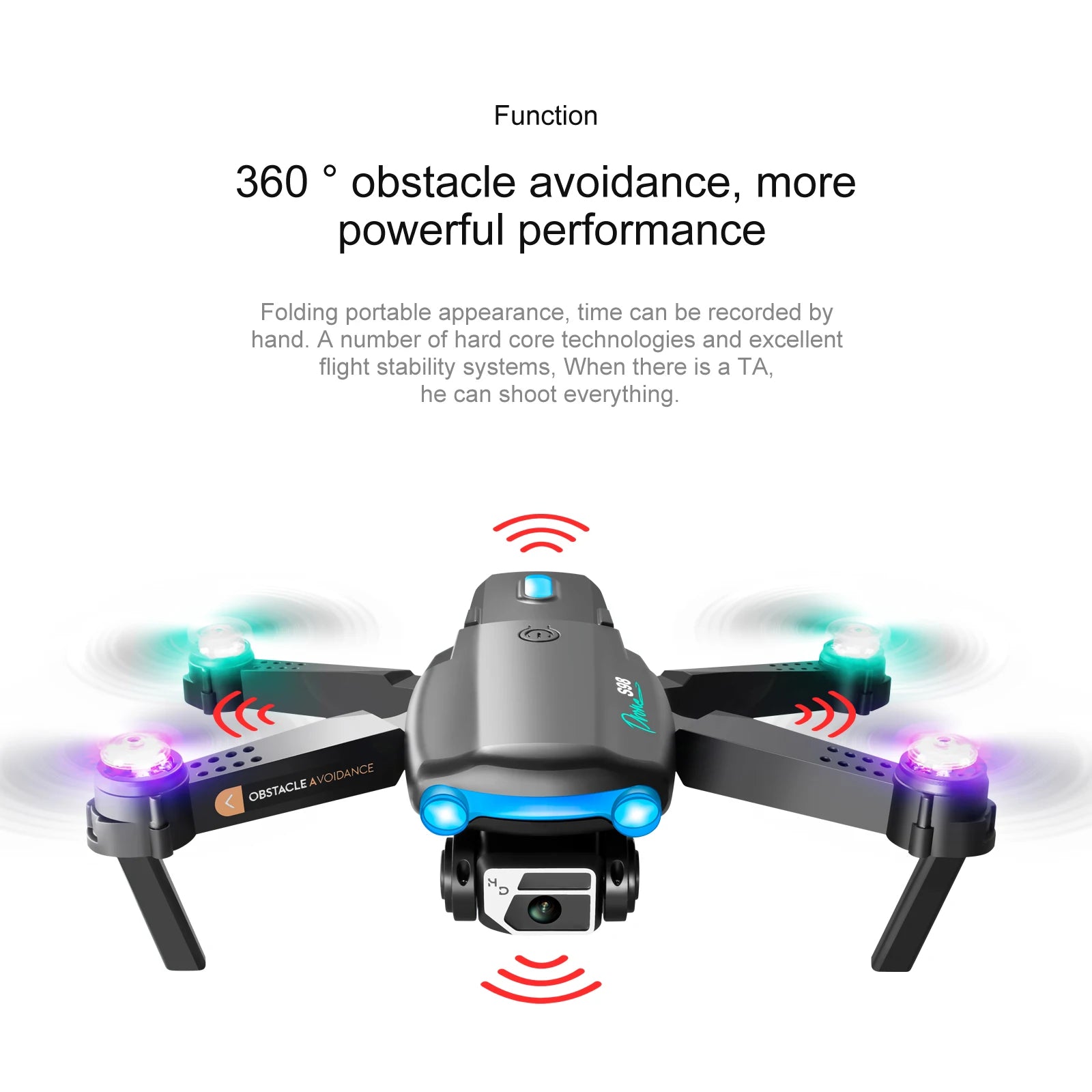 S98 Drone - كاميرا مزدوجة 4K 1080P واي فاي HPV ارتفاع عقد RC قابلة للطي كوادكوبتر درون Rc هليكوبتر بدون طيار هدية اللعب 35 S98 Drone, function 360 obstacle avoidance, more powerful performance folding portable appearance .