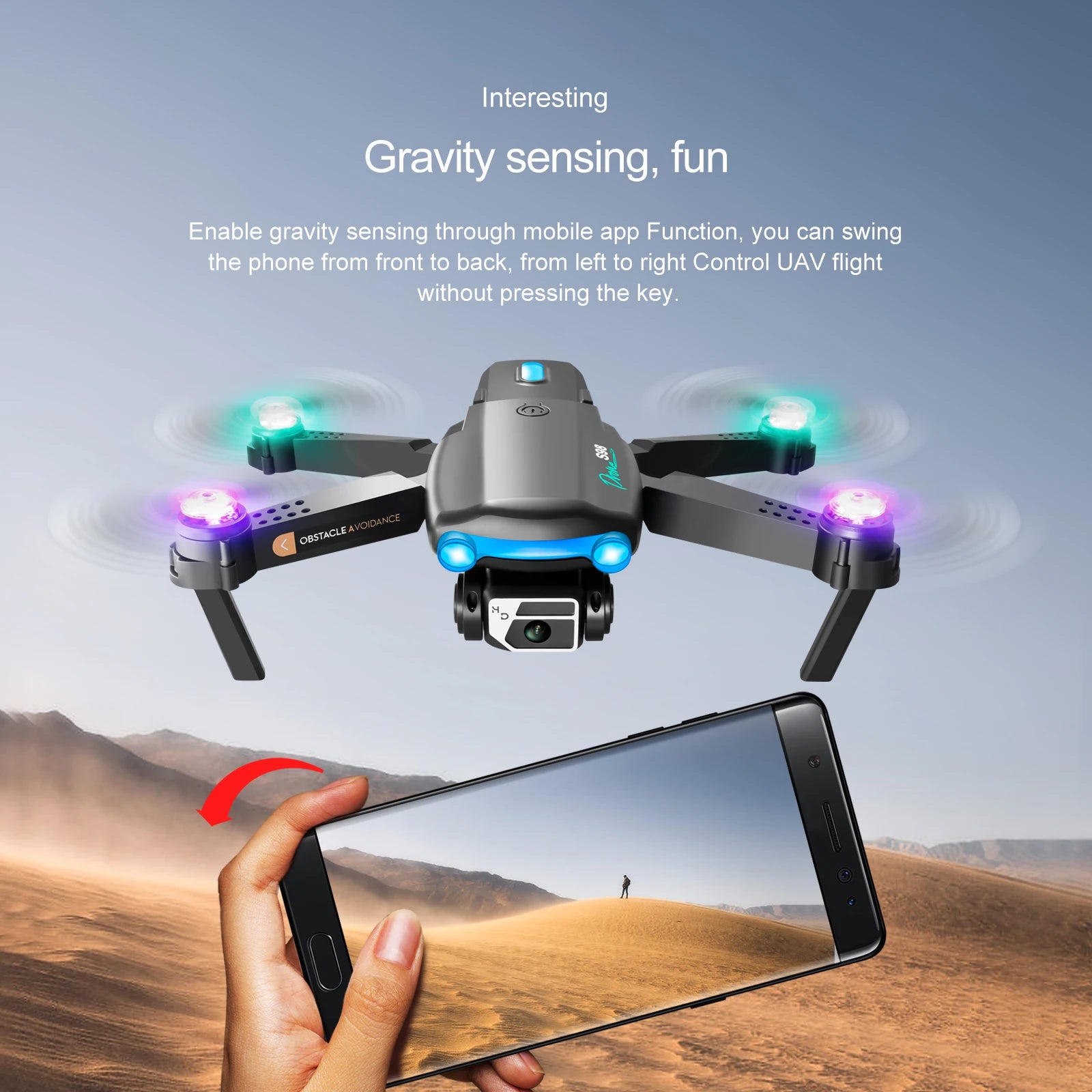 S98 Drone - كاميرا مزدوجة 4K 1080P واي فاي HPV ارتفاع عقد RC قابلة للطي كوادكوبتر درون Rc هليكوبتر بدون طيار هدية اللعب 47 S98 Drone, mobile app lets you control uav flight without pressing the 8
