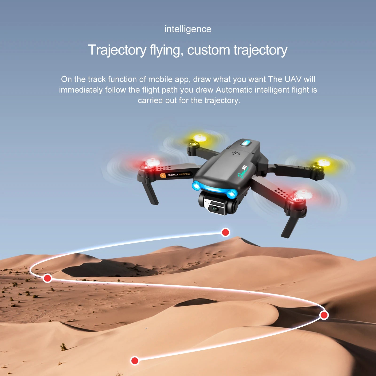 S98 Drone - كاميرا مزدوجة 4K 1080P واي فاي HPV ارتفاع عقد RC قابلة للطي كوادكوبتر درون Rc هليكوبتر بدون طيار هدية اللعب 48 S98 Drone, uav follows the flight path you drew automatically