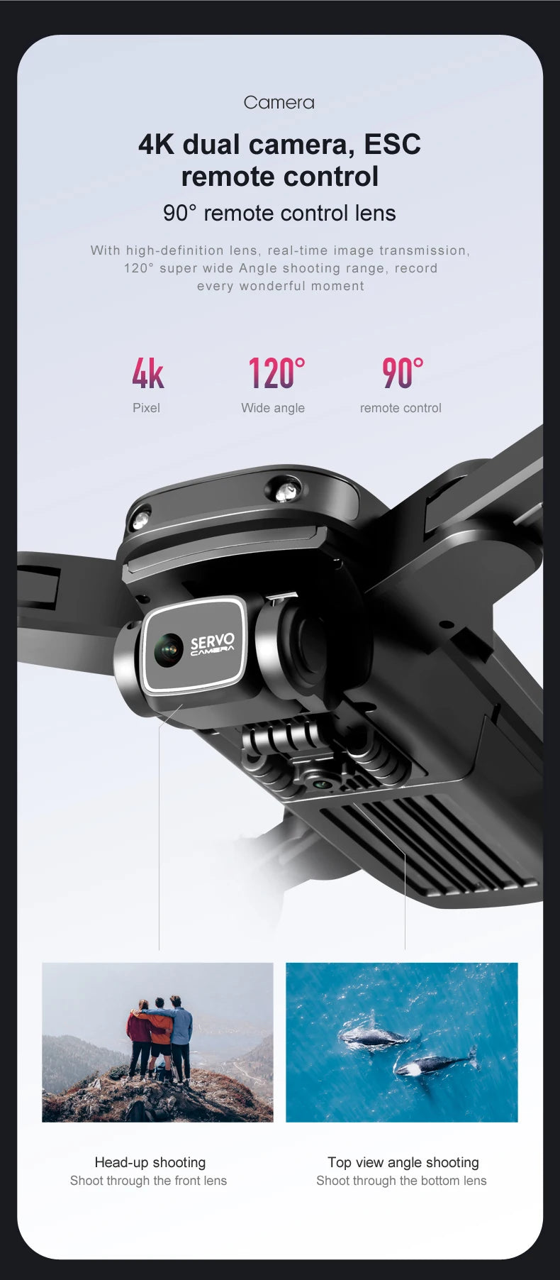 S8000 Drone, camera 4k dual camera, esc remote control 90 remote control lens