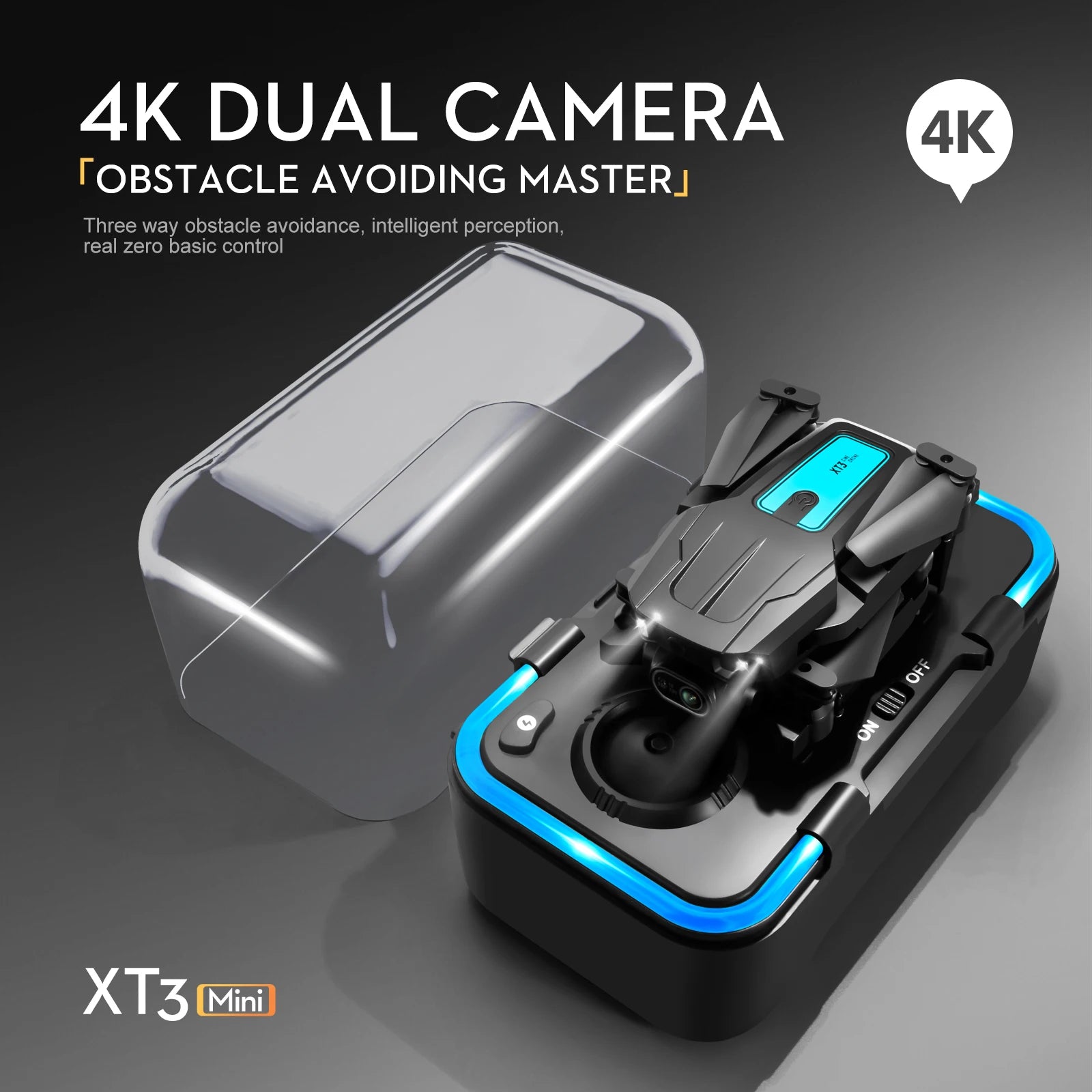 XT3 Drone - كاميرا مزدوجة 4K لتجنب العوائق، تحديد موضع التدفق البصري، طائرة كوادكوبتر قابلة للطي، هدايا 24 XT3 Drone, 4k dual camera 4k tobstacle avoiding masterj