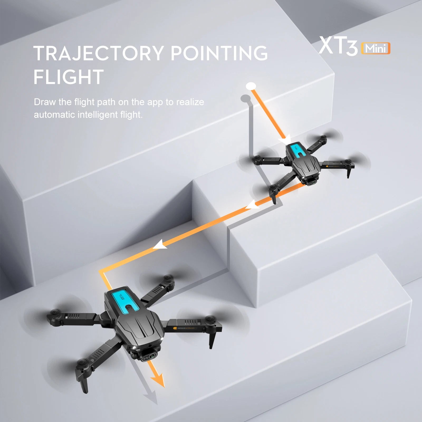 XT3 Drone - كاميرا مزدوجة 4K لتجنب العوائق، تحديد موضع التدفق البصري، طائرة كوادكوبتر قابلة للطي، هدايا 35 XT3 Drone, trajectory pointing xt3 mini flight draw the flight on the