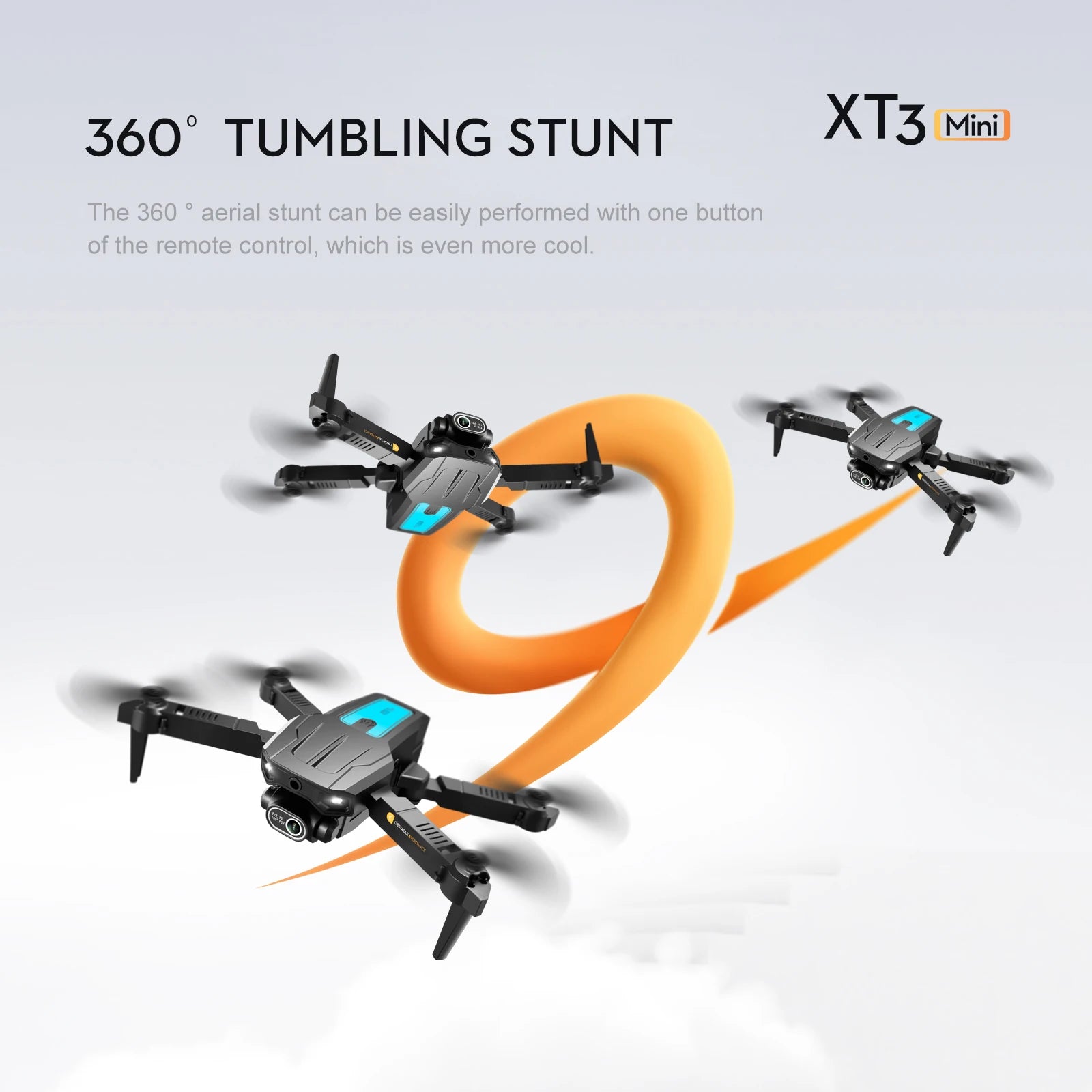 XT3 Drone - كاميرا مزدوجة 4K لتجنب العوائق، تحديد موضع التدفق البصري، طائرة كوادكوبتر قابلة للطي، هدايا 36 XT3 Drone, the 360 aerial stunt can be easily performed with one button of the remote
