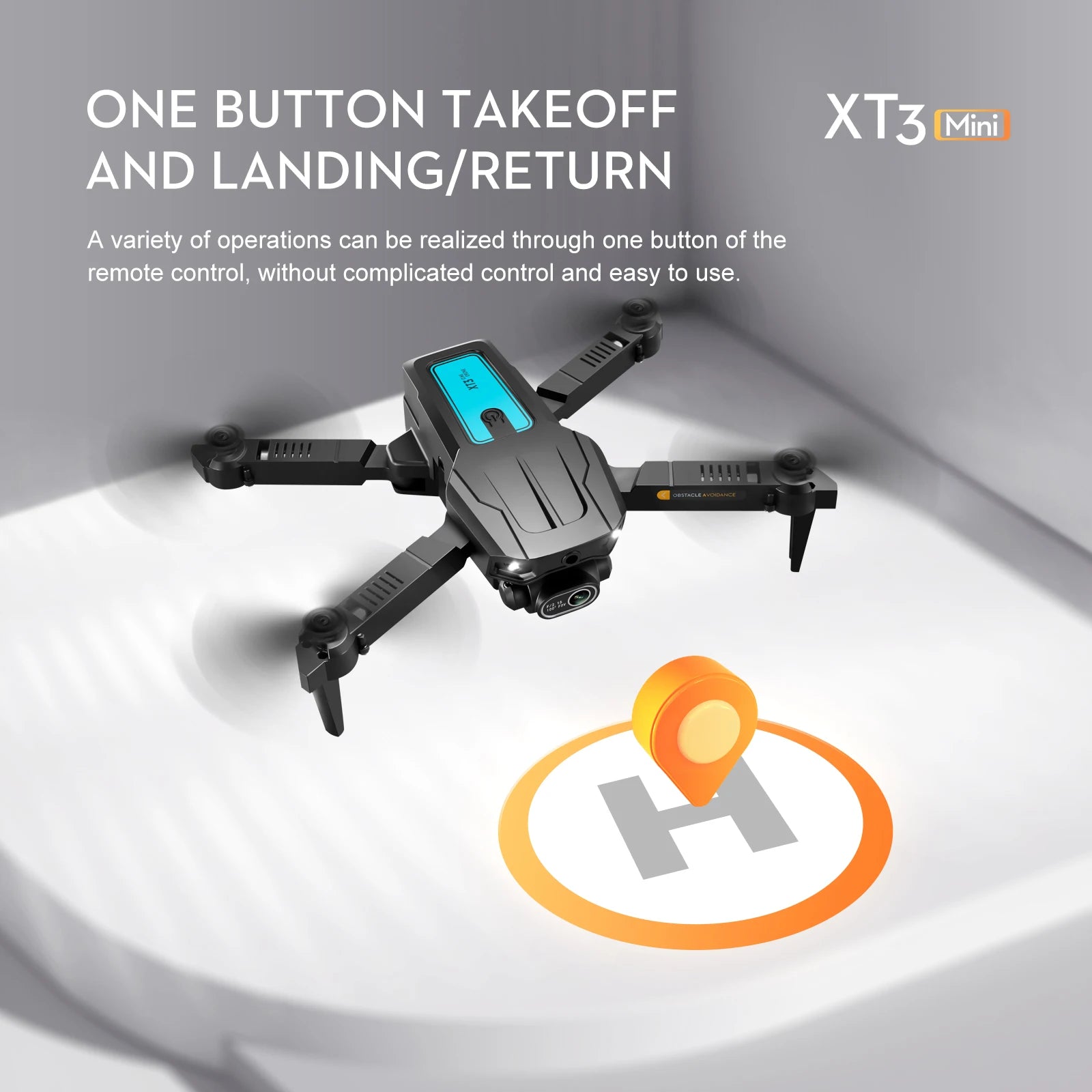 XT3 Drone - كاميرا مزدوجة 4K لتجنب العوائق، تحديد موضع التدفق البصري، طائرة كوادكوبتر قابلة للطي، هدايا 37 XT3 Drone, one button takeoff xt3c mini and landing/re