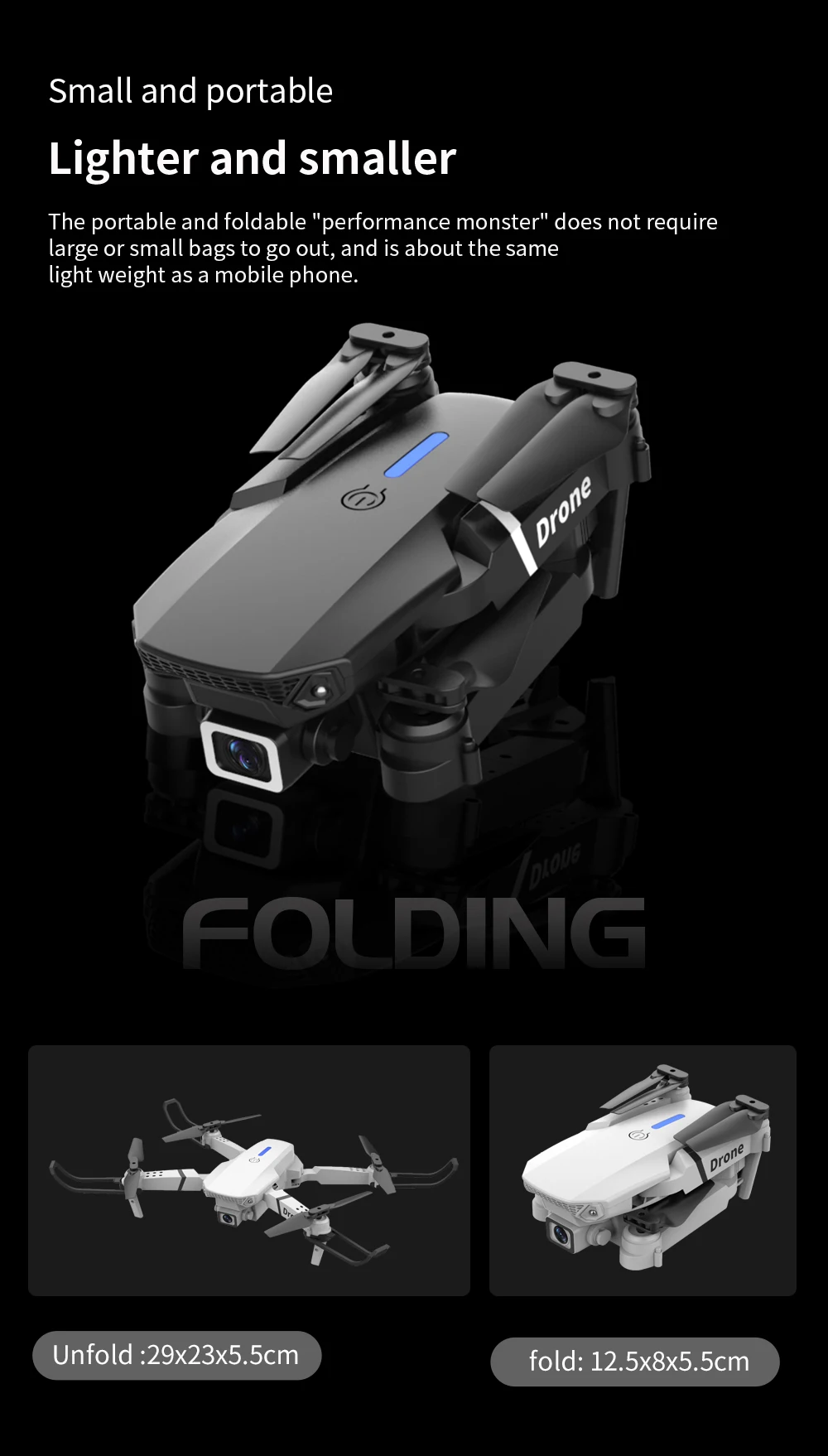 KBDFA E88 Pro Drone - 2023 New WIFI FPV Drone With Wide Angle HD 4K 1080P Camera Height Hold RC Foldable Quadcopter Drones Kid Gift Toys 33 KBDFA E88 Pro Drone, the portable and foldable "performance monster" does not require or small