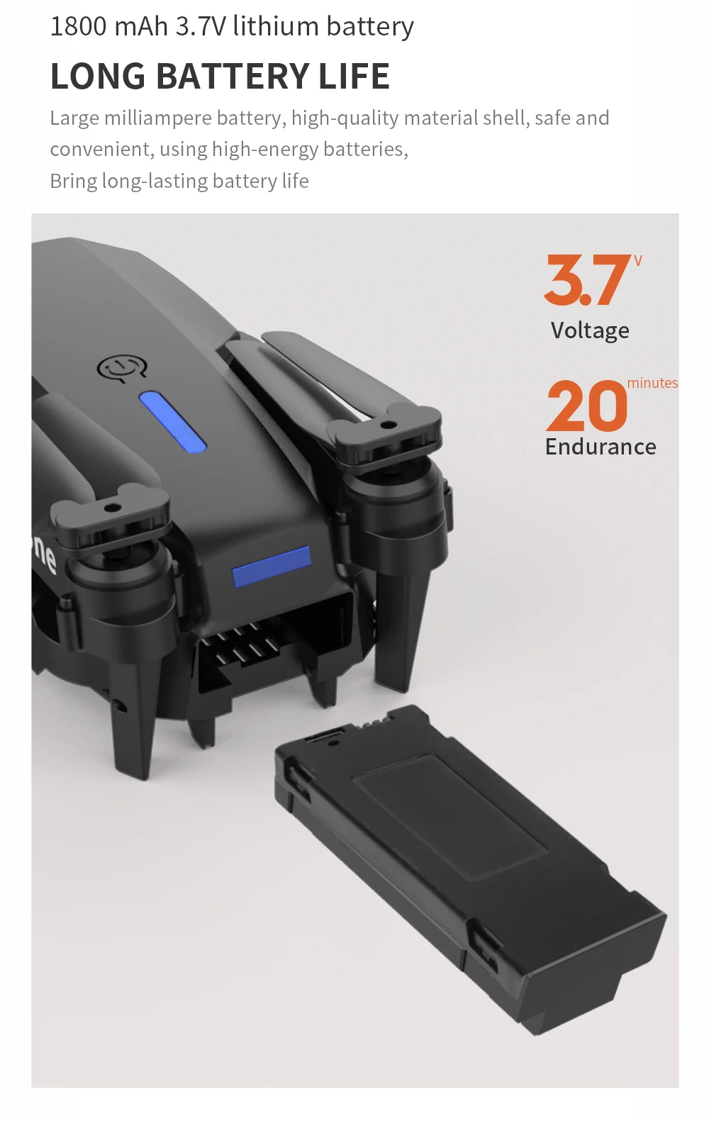 KBDFA E88 Pro Drone - 2023 New WIFI FPV Drone With Wide Angle HD 4K 1080P Camera Height Hold RC Foldable Quadcopter Drones Kid Gift Toys 43 KBDFA E88 Pro Drone, 1800 mah 3.7v lithium battery long battery life large milli