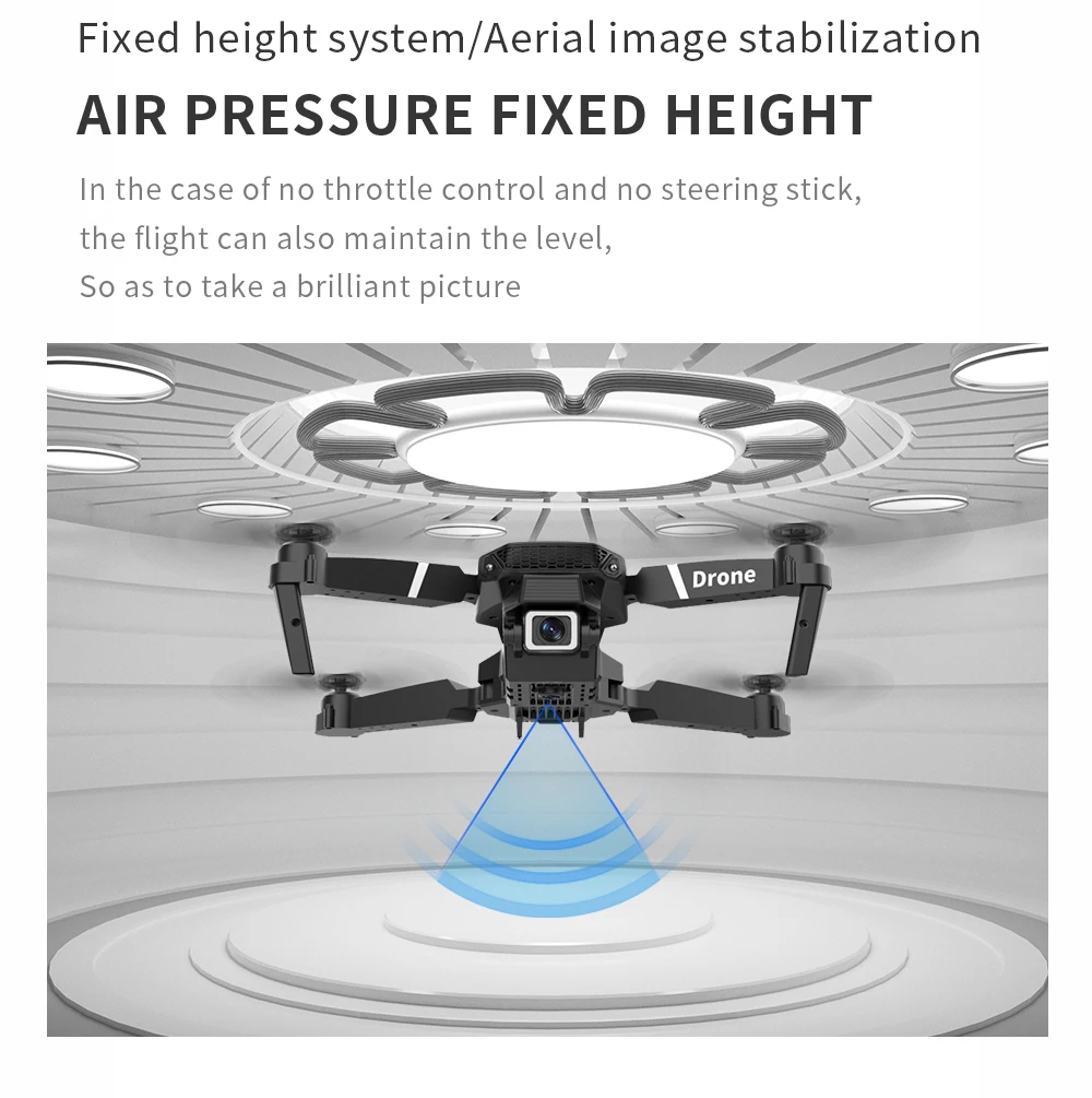KBDFA E88 Pro Drone - 2023 New WIFI FPV Drone With Wide Angle HD 4K 1080P Camera Height Hold RC Foldable Quadcopter Drones Kid Gift Toys 45 KBDFA E88 Pro Drone, fixed height system/aerial image stabilization air pressure fixed height