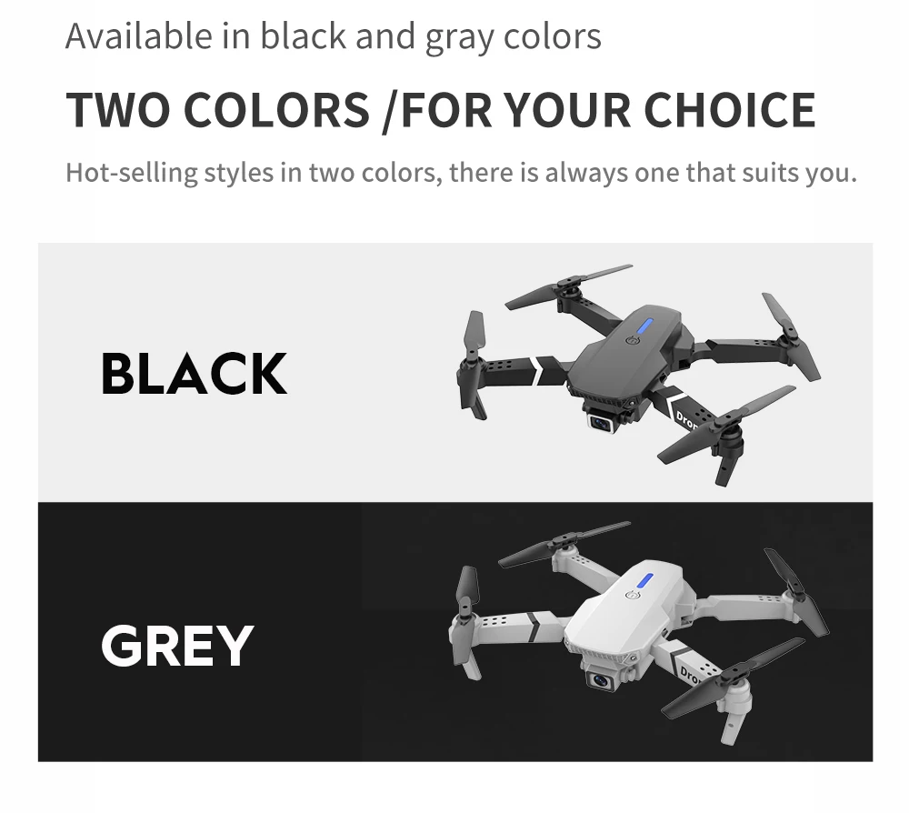 KBDFA E88 Pro Drone - 2023 New WIFI FPV Drone With Wide Angle HD 4K 1080P Camera Height Hold RC Foldable Quadcopter Drones Kid Gift Toys 46 KBDFA E88 Pro Drone, available in black and gray colors two colors, there is always one that