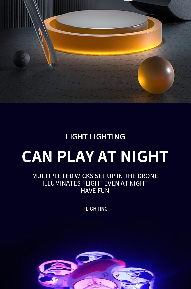Y3 Mini Ufo Quadcopter with Lights, light lighting can play at night multiple led wicks set up in