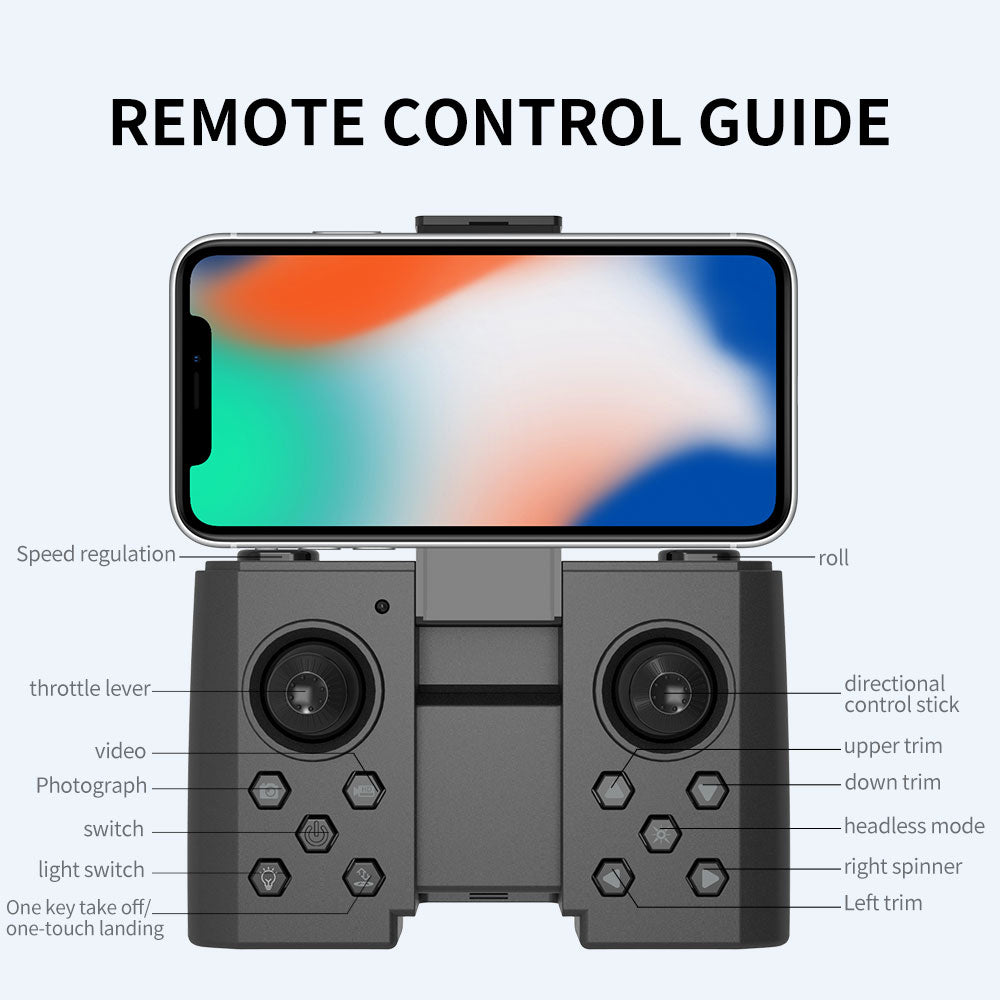 F190 Drone, remote control guide speed regulation roll throttle lever directional control stick video upper