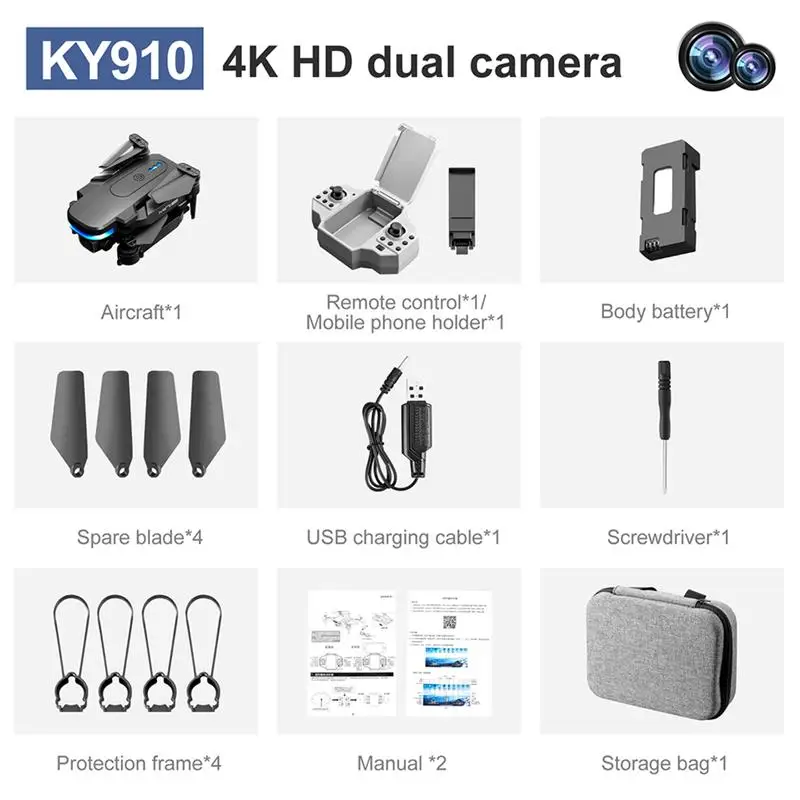 KY910 Mini Drone - 2024 New 4K Professional HD Dual Camera 2.4G Wifi FPV Foldable RC Quadcopter Aerial Photography Aircraft 37 KY910 Mini Drone, ky91o 4k hd dual camera aircraft*1