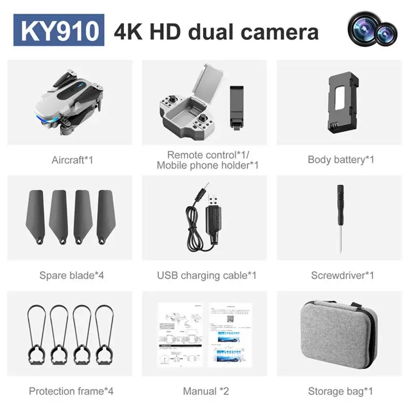 KY910 Mini Drone - 2024 New 4K Professional HD Dual Camera 2.4G Wifi FPV Foldable RC Quadcopter Aerial Photography Aircraft 38 KY910 Mini Drone, ky91o 4k hd dual camera aircraft*1