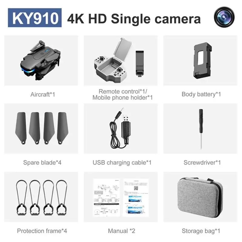 KY910 Mini Drone - 2024 New 4K Professional HD Dual Camera 2.4G Wifi FPV Foldable RC Quadcopter Aerial Photography Aircraft 42 KY910 Mini Drone, ky91o 4k hd single camera aircraft*1