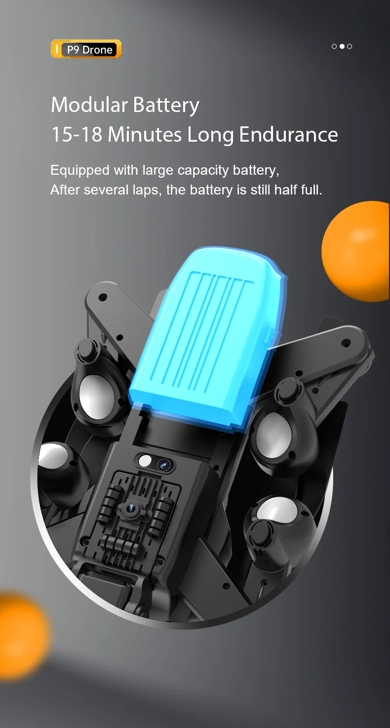 P9 Drone, p9 drone modular battery 15-18 minutes long endurance equipped with large