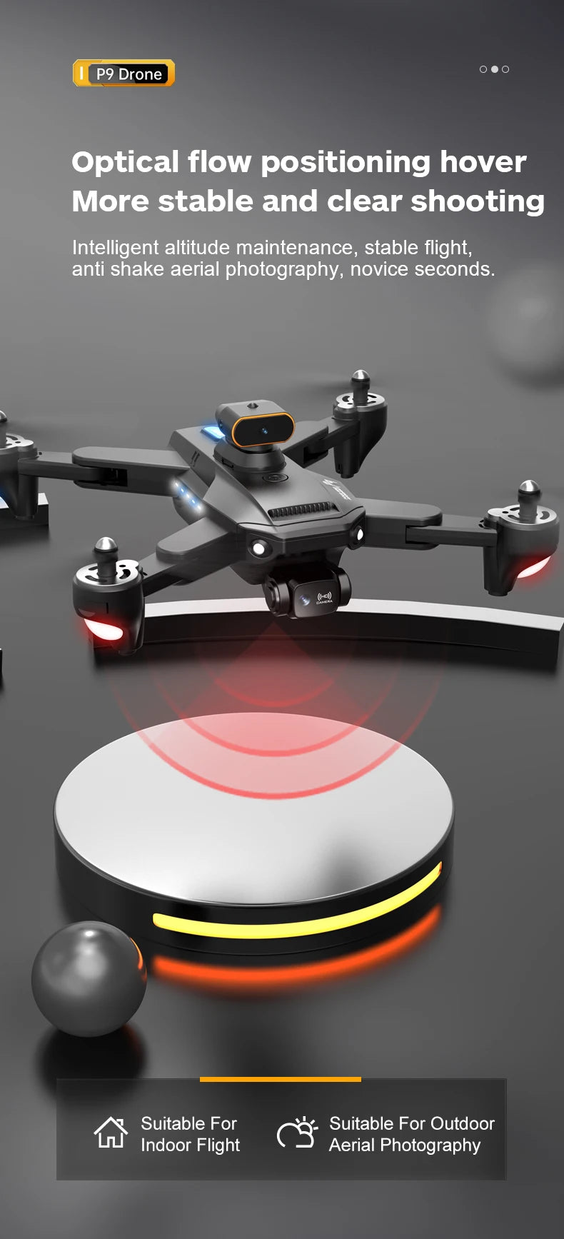 P9 Drone, drone optical flow positioning hover more stable and clear shooting intelligent altitude maintenance