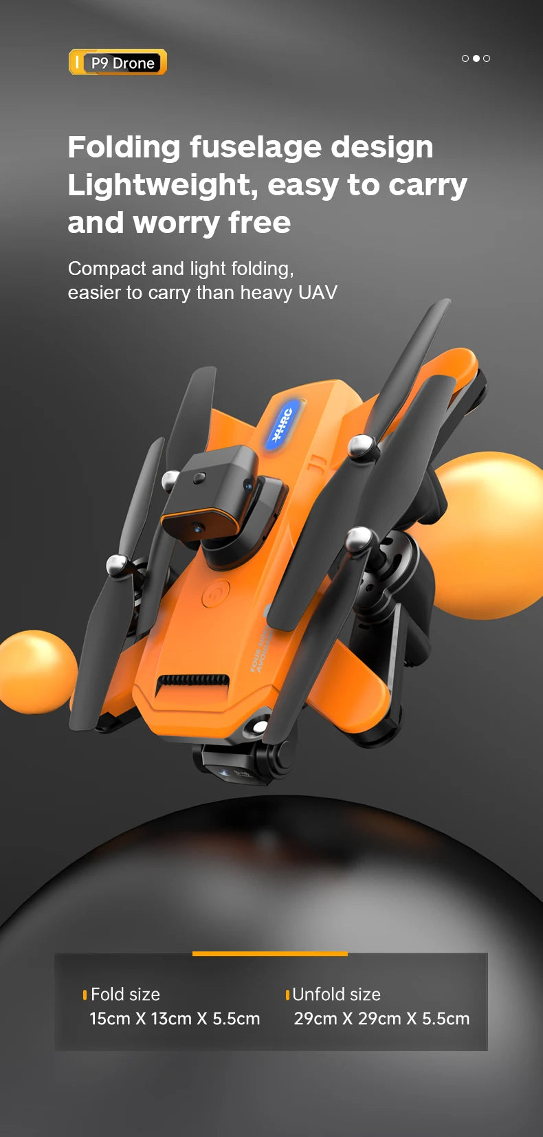P9 Drone, p9 drone folding fuselage design lightweight; easy to carry and