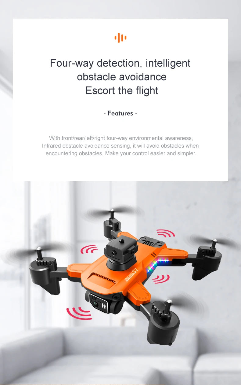 S7 Pro Drone - 4K كاميرا مزدوجة واي فاي FPV 2.4G قابلة للطي كوادكوبتر RC لعبة طائرات الهليكوبتر الهدايا 23 S7 Pro Drone, four-way detection, intelligent obstacle avoidance escort the
