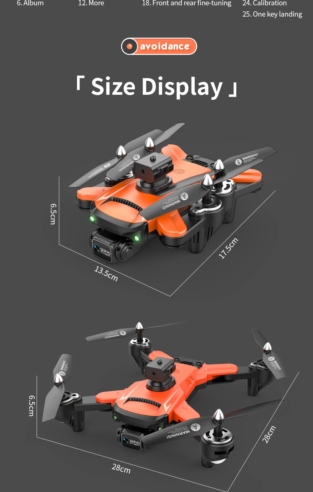 XS011 Drone, 6.album 12. more 18.front and rear tine-tuning 24