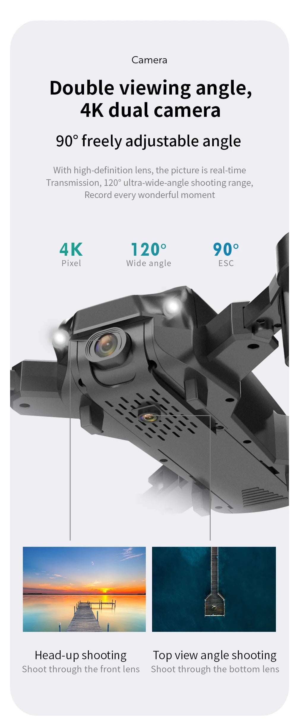 S27 Drone, 4k dual camera 90' freely adjustable angle with high-defini